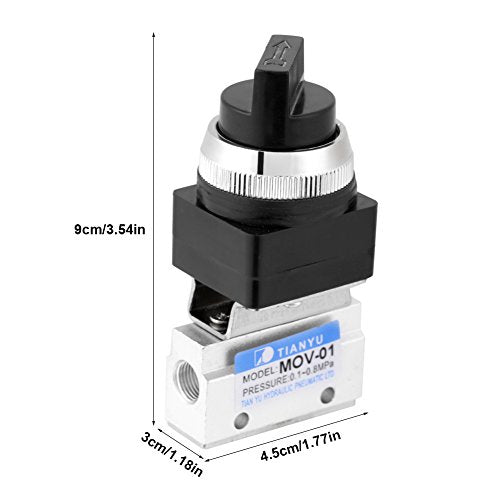 MOV 01 2 Position 2 Way G1/8 Hand Controlled Pneumatic Valve, Mechanical Air Control Valve for Pressure Systems, Compact Manual Actuation with Quick Connect Fittings