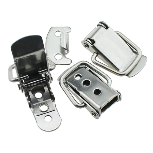 RLECS 6PCS 47.6mm/1.87inch 304 Stainless Steel Spring Loaded Buckle Silver Duckbill Buckle Small Latch Clip Suitable for Wooden Box Drawer DIY Box and Mechanical Equipment