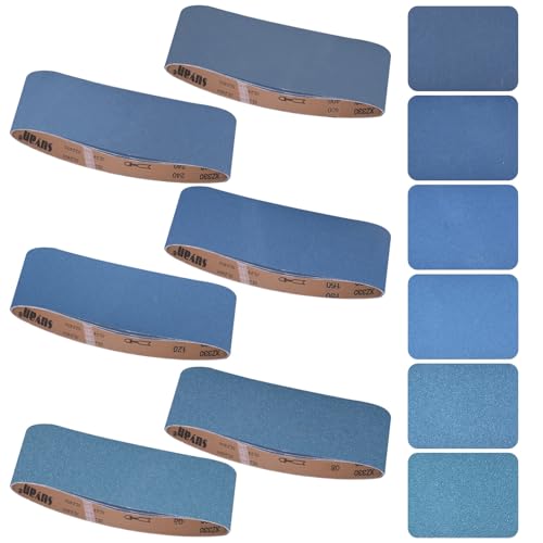 4x36 Inch Sanding Belts 18 Pcs 6 Grits Sizes (3 Each of 60/80/120/150/240/400 Grits) Heavy Duty Belt Sander Zirconia Belt Sander Paper for Wood, Metal, Stainless Steel, Cars, and Furniture - size: 4x36 inch