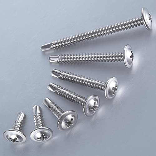 Wensilon（100pcs）#8×2”for Sheet Metal Self-Tapping Screws 410 Stainless Steel Truss Head High-Strength Quick Tapping Screws - color: Silver, size: #8X2"