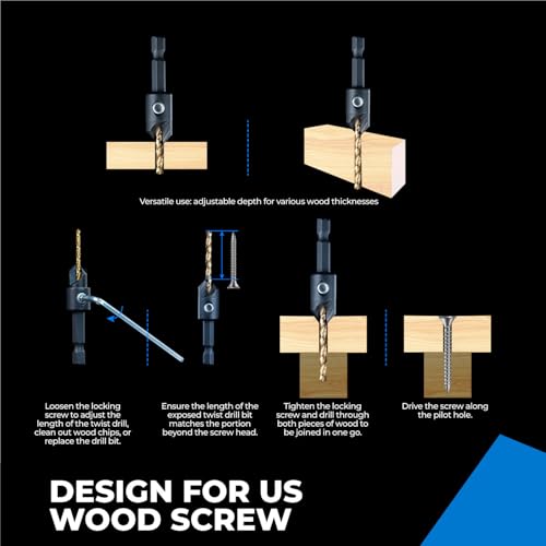 toolant 3pack#12 Silence Countersink Drill Bits Set for US Wood Screw, High-Speed Steel Counter Sink Drill Bit in One Step - size: #12, 3 Pieces