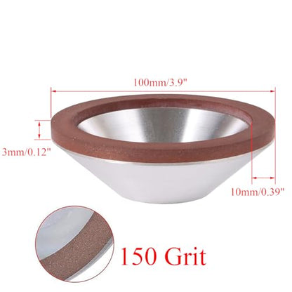 4-Inch 100mm Grit 150 Diamond Coated Concave Cup Shaped Grinding Wheel for Carbide Meta - style: 150#