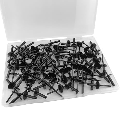 ALLCLEAN 90pcs All Black Large Flange Rivets,3/16 * 3/4" Open End Aluminum Blind Rivets,4.8 * 20 Pop Blind Rivet - color: ALL Black, size: 3/16"*3/4"