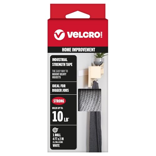 VELCRO Brand Industrial Strength Tape, White, 2in x 4ft Roll - color: White, size: 4ft x 2in