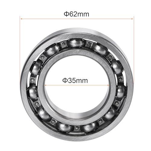 uxcell 6007 Deep Groove Ball Bearings 35mm Bore 62mm OD 14mm Thick C3 Open Type Chrome Steel - size: 35x62x14mm