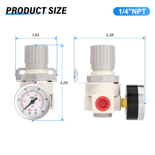 TAILONZ 1/4"NPT Pneumatic Pressure Regulator AR2000,White - color: White, size: Regulation