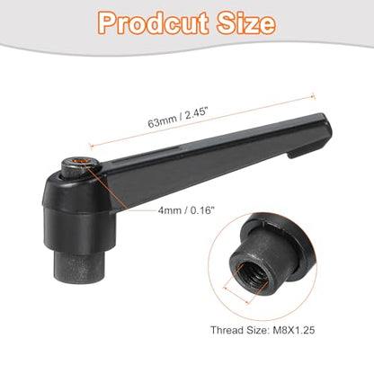 uxcell 2Pcs M8 Adjustable Knobs Handle Female Thread Push Button Ratchet Quick Release Locking Rotating Bolt for Lathe Machinery, Black - size: M8