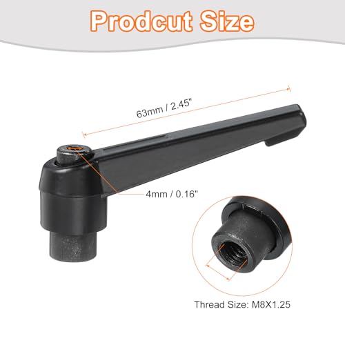 uxcell 2Pcs M8 Adjustable Knobs Handle Female Thread Push Button Ratchet Quick Release Locking Rotating Bolt for Lathe Machinery, Black - size: M8
