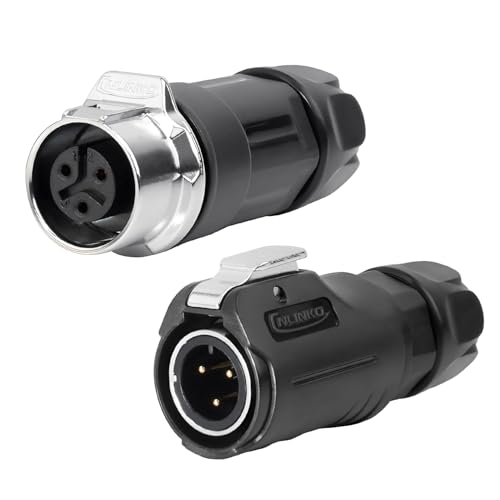 CNLINKO LP-12 3 Pin Connector IP68 Waterproof Circular Electrical Plug for Outdoor Equipment Solar Industrial Machinery DC 12V M12 2-8 Pin Male Plug and Female Plug (3-Pin) - size: 3-Pin, style: Metal-reinforced Kit