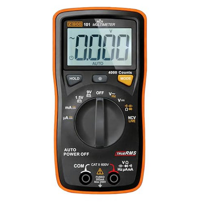 ZIBOO 101 Mini Digital Multimeter, TRMS 4000 Counts Auto-Ranging Pocket Voltmeter, Multi Tester for AC/DC Voltage Current Resistance Capacitance, with NCV, Live Wire, Battery Test and LCD Backlight