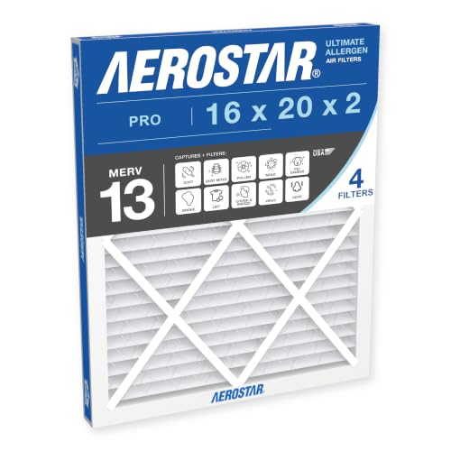 Aerostar Air Filter 16x20x2 MERV 13 AC Filter, Furnace Filter, 12 Pack