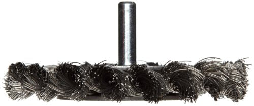 Weiler 17680 3-1/4" Stem-Mounted Knot Wire Wheel, .0118" Steel Fill, 1/4" Stem, Made in the USA - size: 0.0118" Wire Size, style: Pack of 1
