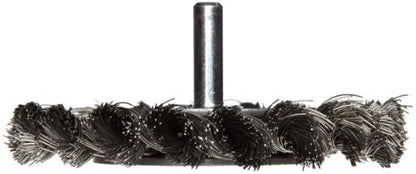 Weiler 17680 3-1/4" Stem-Mounted Knot Wire Wheel, .0118" Steel Fill, 1/4" Stem, Made in the USA - size: 0.0118" Wire Size, style: Pack of 1