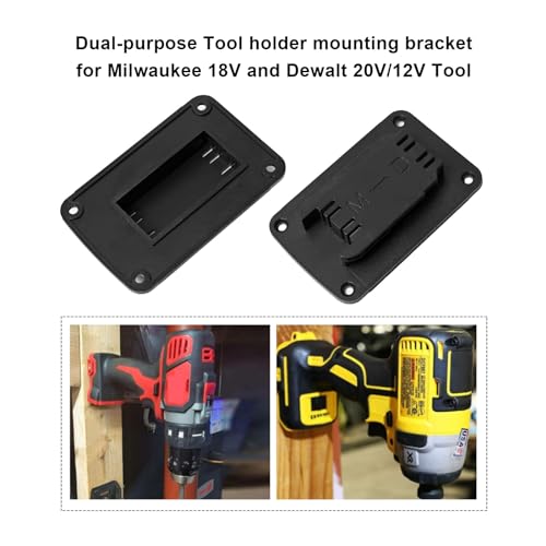 30pas Tool Holders and Battery Holder for Dewalt 20v Wall Mount Hanger Battery Drill Tool Storage Shelf for Milwaukee M18(Black) - color: Black