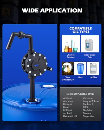 OMT 55 Gallon Drum Pump, Hand Water Pump Fits 5 to 55 Gallon Drums - color: Black Rotary Action Reinforced Pp Pump