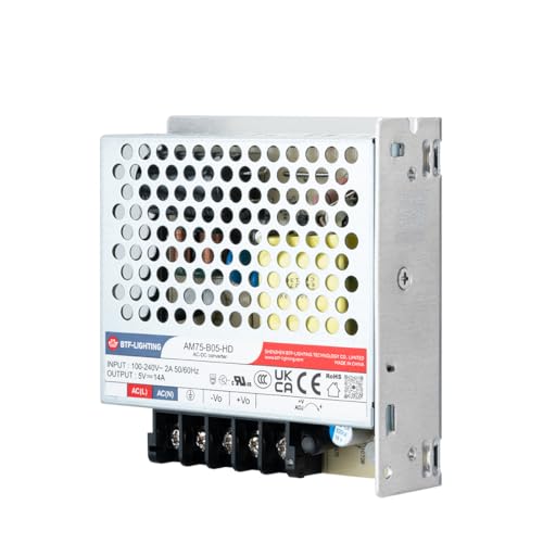 BTF-LIGHTING Power Supply DC5V 70W UL Recognized Component for LED Strip - size: 5V70W