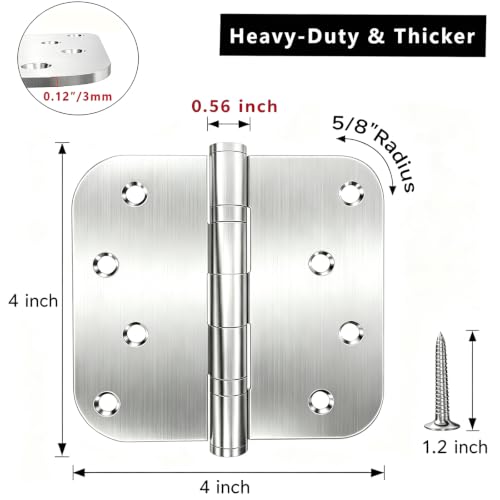 Ball Bearing Door Hinges, 4x4 Inch Stainless Steel Brushed Nickel, 3 Pack - color: 3 Pack Stainless Steels, size: 4 inch - 3 pack