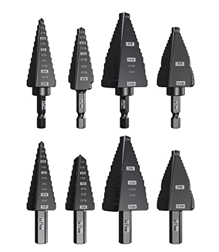 LABEAR - 1/4 to 1-1/8 Inch HSS Step Drill Bit for Metal, Plastic, Wood, Aluminum, Heavy Duty Unibit with Multi Hole Sizes, 1/4 inch Shank, M2 High Speed Steel. - style: 1/4"Dr. 1/4"~1-1/8"