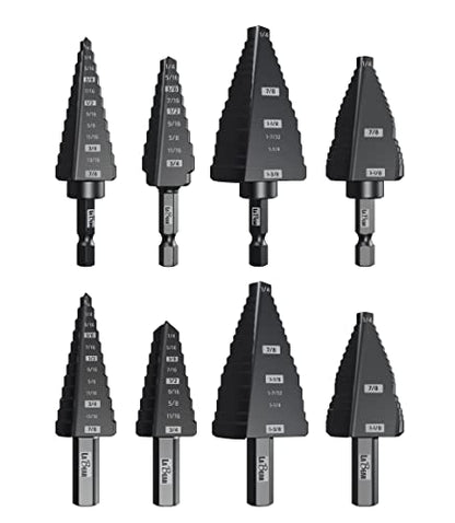 LABEAR - 1/4 to 1-1/8 Inch HSS Step Drill Bit for Metal, Plastic, Wood, Aluminum, Heavy Duty Unibit with Multi Hole Sizes, 1/4 inch Shank, M2 High Speed Steel. - style: 1/4"Dr. 1/4"~1-1/8"