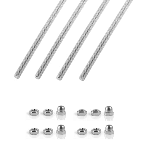 4Pcs Stainless Steel Fully Threaded Rods M6x400mm Right Threads with Nuts - size: M6x400mm