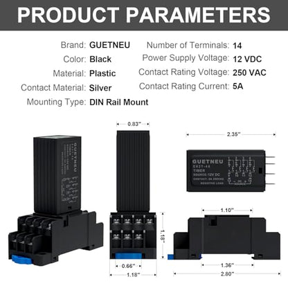 LCD Digital Display Relay, 14-Pin 12 VDC 4PDT - size: 14-Pin 12 VDC