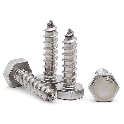Glvaner (8 pcs) 1/2" x 1-1/2" Stainless Steel Hex Head Lag Bolts, Hexagonal Head Lag Screws, 304 Stainless Steel 18-8, Secure Hold for Wood - size: 1/2 x 1-1/2"