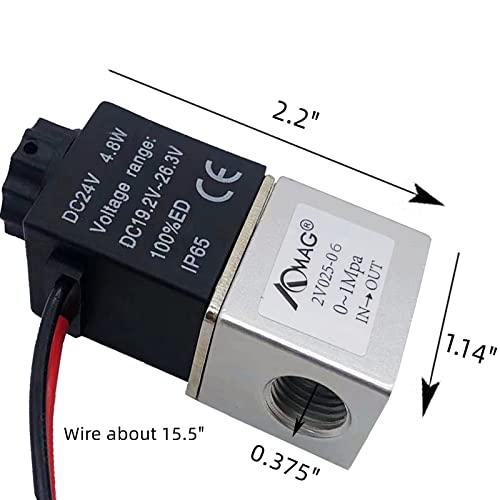 AOMAG® 1/8" NPT Female Port, DC 24V 2 Way Normally Closed Pneumatic Aluminum Electric Solenoid Air Valve - size: 1/8" Port, style: DC 24V