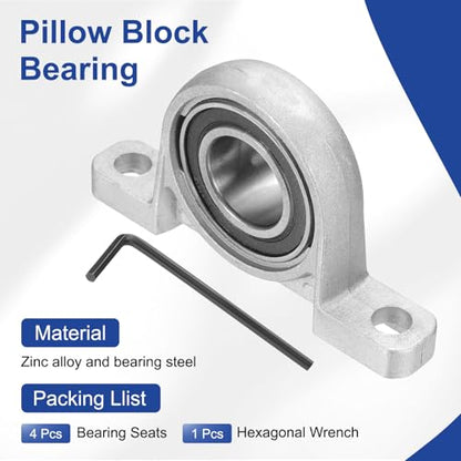 MECCANIXITY Pillow Block Bearing 1" (25mm) Bore Vertical Zinc Alloy Steel Mounted Flange Pillow Block Self-Alignment Insert Bearings Housing Pack of 4, KP005 - size: 25mm