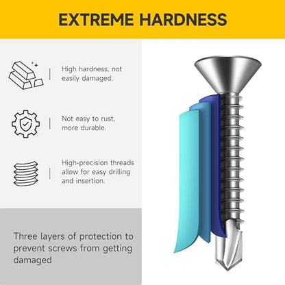 Mywish (100Pcs) #10 x 2 Self Tapping Screws, Flat Phillips Head Sheet Metal Screws, Tek Self Drilling Mouting Screw for Metal Plastic Wood, Fast Tapping, 410 Stainless Steel - size: #10 x 2"