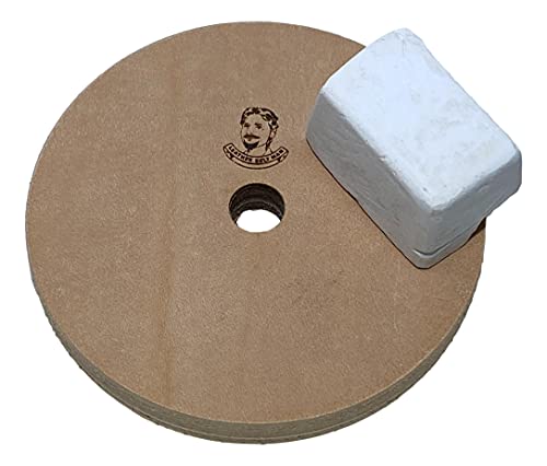 4" Diameter Leather Honing Wheel - Fits 1/2" Arbor - White Compound Included (1/2" Width) - size: 1/2" width