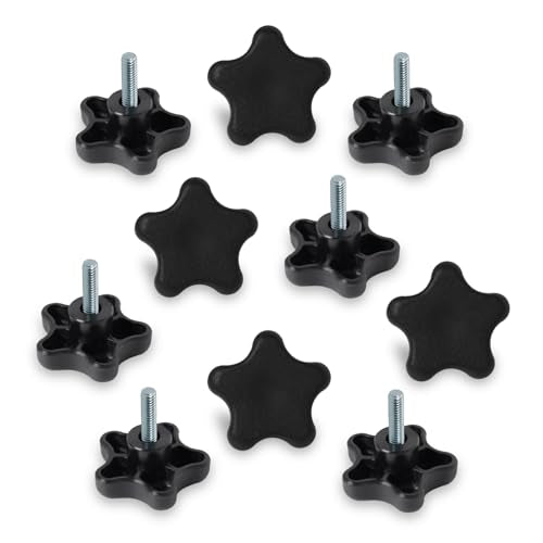POWERTEC 10 Pack 5/16"-18 5 Star Knobs with 1" Threaded Stud, Thumb Screw Knobs with bolts for Lawn Mower, Umbrella Base, Woodworking Tools & Jigs, Clamps (QNB3007-P2) - style: 5/16", 5-Star, 1" Stud