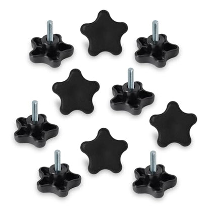 POWERTEC 10 Pack 5/16"-18 5 Star Knobs with 1" Threaded Stud, Thumb Screw Knobs with bolts for Lawn Mower, Umbrella Base, Woodworking Tools & Jigs, Clamps (QNB3007-P2) - style: 5/16", 5-Star, 1" Stud