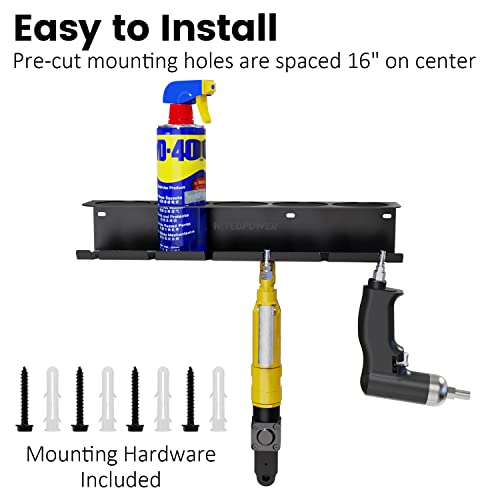 UNITEDPOWER Pneumatic Tool Holder/Aerosol Rack Combo, Wall Mounted Spray Can Bottle Holder, Air tool organizer, for Garage and Workspace, 5 Cans and 6 slots - style: Air Tool Holder-Basic