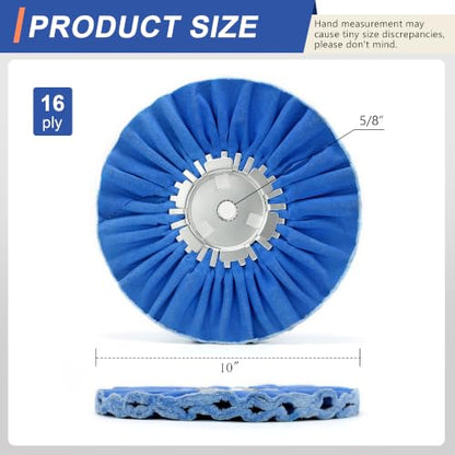 10" Blue Airway Buffing Wheel,5/8'' Arbor Hole,16 Plys/Coarse Polishing for Angle Grinder,2PCs - color: Coarse 2pcs