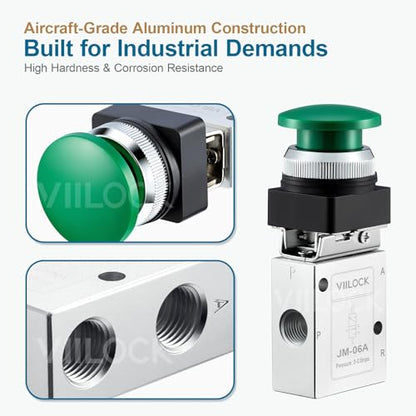 3/2 Way 1/4"NPT Momentary Push Button Mechanical Valve JM-06A - style: 3 Way 2 Position
