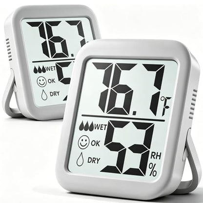 Antonki 2 Pack Room Thermometer Indoor Hygrometer - color: 2 Pcs* Space Grey