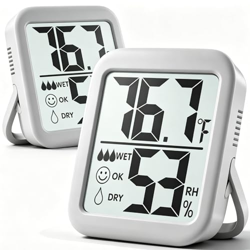 Antonki 2 Pack Room Thermometer Indoor Hygrometer - color: 2 Pcs* Space Grey
