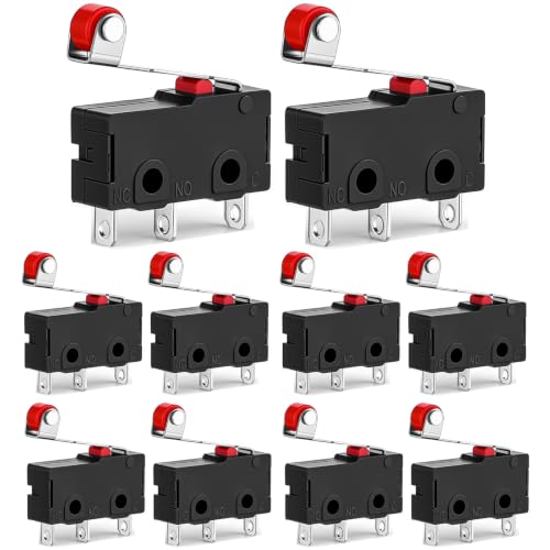 10-Pack KW12-3 Micro Limit Switch, SPDT, Roller Lever