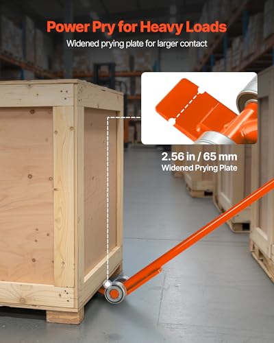 VEVOR Prylever Bar, 3T/6600lbs Load Capacity, 4.5FT Length Steel Handle Lever Dollyr with 2.8'' Wheels for Large Pallets, Heavy Items, Concrete Blocks, Heavy Duty Equipment Handling - size: 3T-4.5FT (1 Pack)
