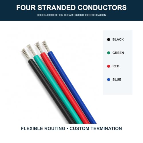 TUOFENG 20 AWG 4 Conductor Extension Wire for 4 Pin RGB LED Strips, 40 ft - size: 20 awg 4 parallel lines 40ft