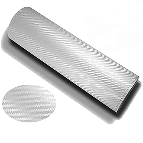 Lypumso 6D Carbon Fiber Vinyl Wrap Roll, Glossy Car Wrap Film Featuring Bubble Free Air Release Technology, Car Moto DIY Interior Exterior Decoration (Carbon Fiber White, 1ft x 5ft) - color: Carbon Fiber White, size: 1ft x 5ft