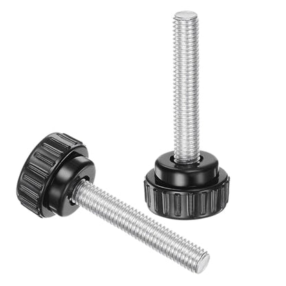 uxcell 4pcs Knurled Clamping Knobs M8 x 50mm Metric Zinc Plated Carbon Steel Male Thread Thumb Screw on Type 30mm Plastic Round Head Threaded Hand Bolt Stud Knobs Black - size: M8 x 50mm x 30mm