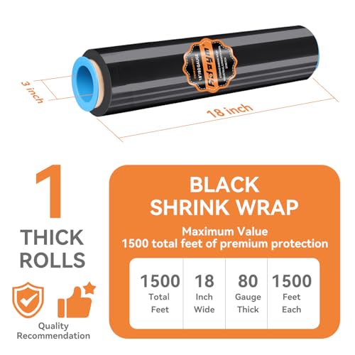 ADAYM 18" x 1500' Stretch/Shrink Wrap Roll - Plastic Wrap for Moving, Heavy Duty 80 Gauge, 600% Stretch for Packing, Pallets, Shipping&Furniture Protection with Handles