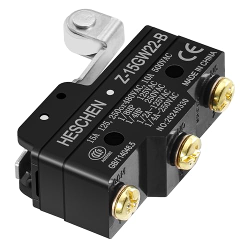 Heschen Micro Switch, Z-15GW22-B, Short Hinge Roller Lever, 3 Screw Terminal, 15A Rated Current