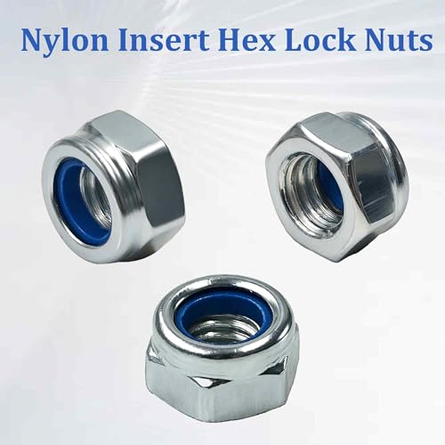 100PCS M8-1.25mm Hex Lock Nuts, Carbon Steel Nylon Insert Self-Locking Nuts, Zinc Plated Metric Fasteners for Automotive Machinery Equipment