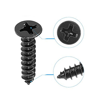 uxcell M3.5 x 16mm Wood Screws Phillips Flat Head Carbon Steel Self Tapping Screws Black 200pcs - size: M3.5 x 16mm