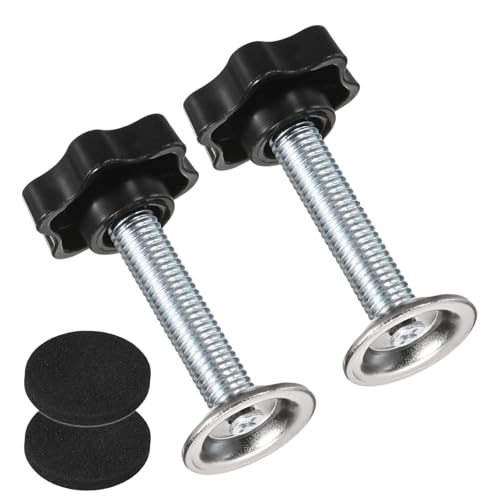 M METERXITY 2-Pack Star Handle Hand Screws, M10x45mm Carbon Steel Thread Star Clamping Knobs with Screws, Pressure Plate and Rubber Pad for Woodworking/Mechanical Equipment [Black] - size: M10 x 45mm