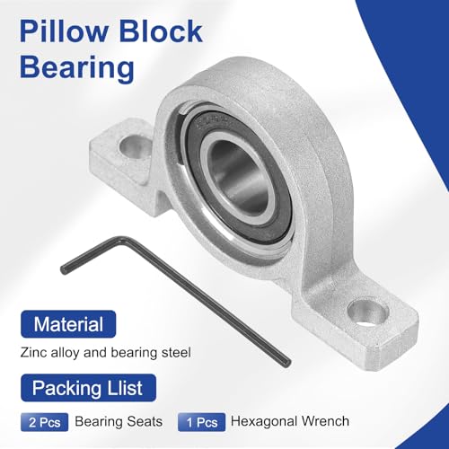 MECCANIXITY Pillow Block Bearing 9/16" (15mm) Bore Vertical Zinc Alloy Steel Mounted Flange Pillow Block Self-Alignment Insert Bearings Housing Pack of 2, KP002 - size: 15mm