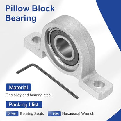 MECCANIXITY Pillow Block Bearing 9/16" (15mm) Bore Vertical Zinc Alloy Steel Mounted Flange Pillow Block Self-Alignment Insert Bearings Housing Pack of 2, KP002 - size: 15mm