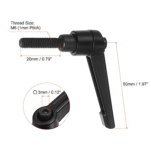 HARFINGTON 6pcs Adjustable Clamping Lever Handles M6 x 20mm Male Thread Bolt Knobs Rotating Screw Locking Quick Release Ratchet Push Button Handle, Black - size: M6 x 20mm